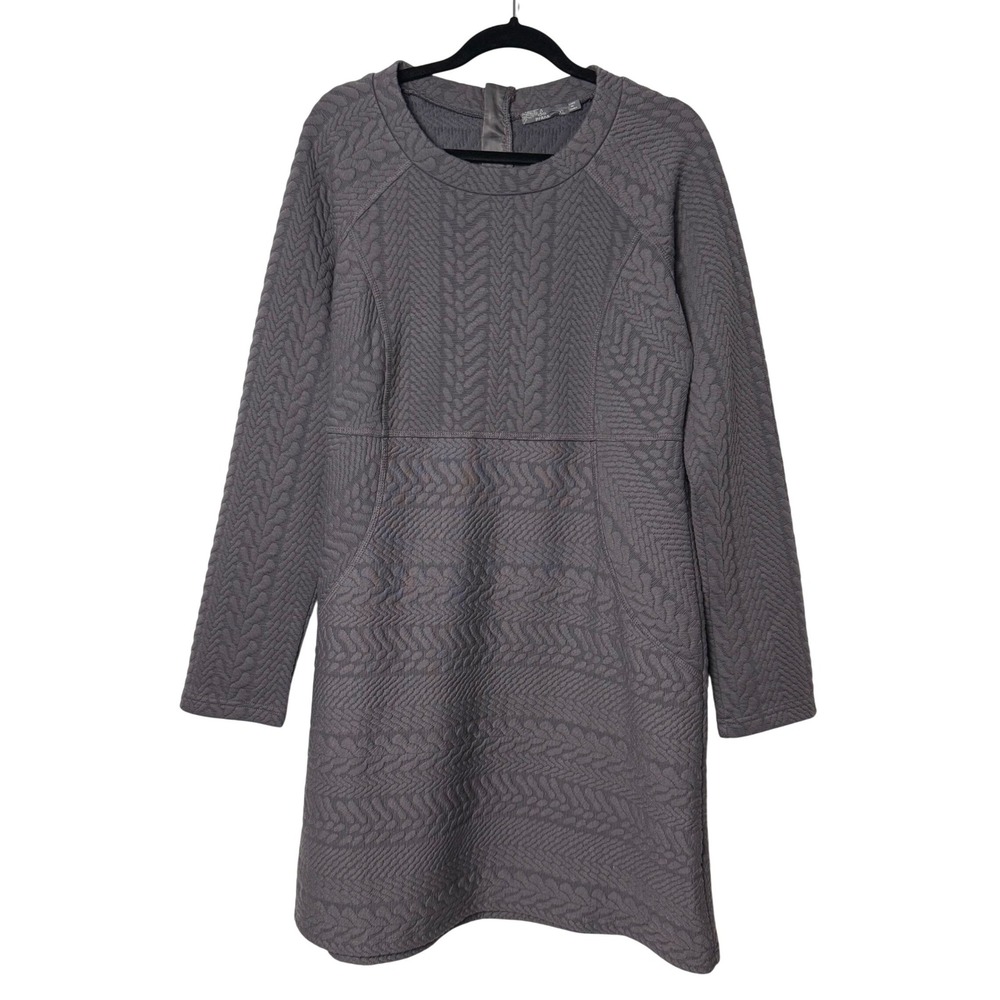 Prana Gray Macee Quilted Cable Knit Long Sleeve Mini Dress XL